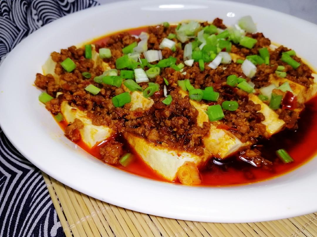 肉沫豆瓣蒸豆腐的做法