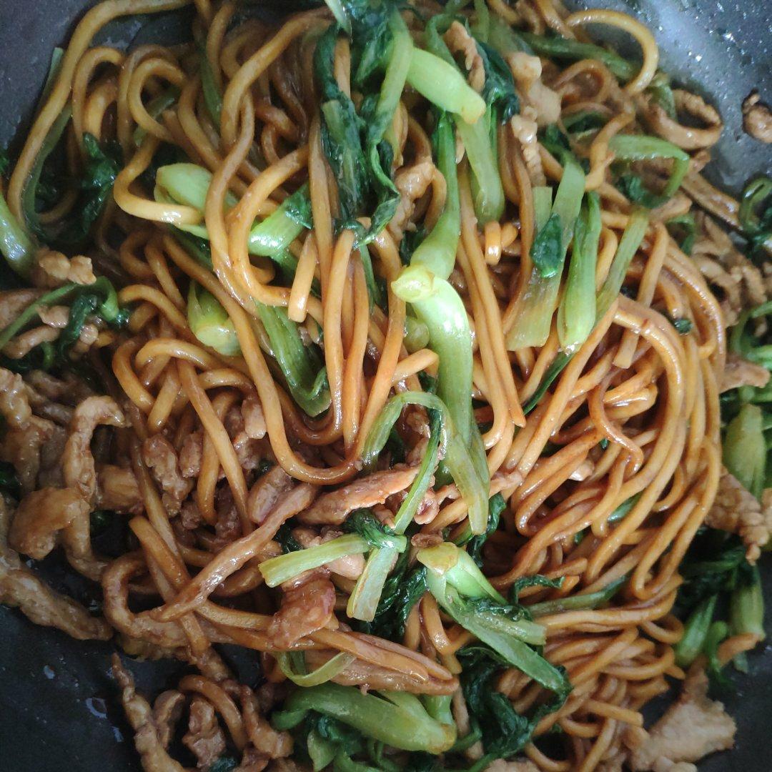 青菜肉丝炒面