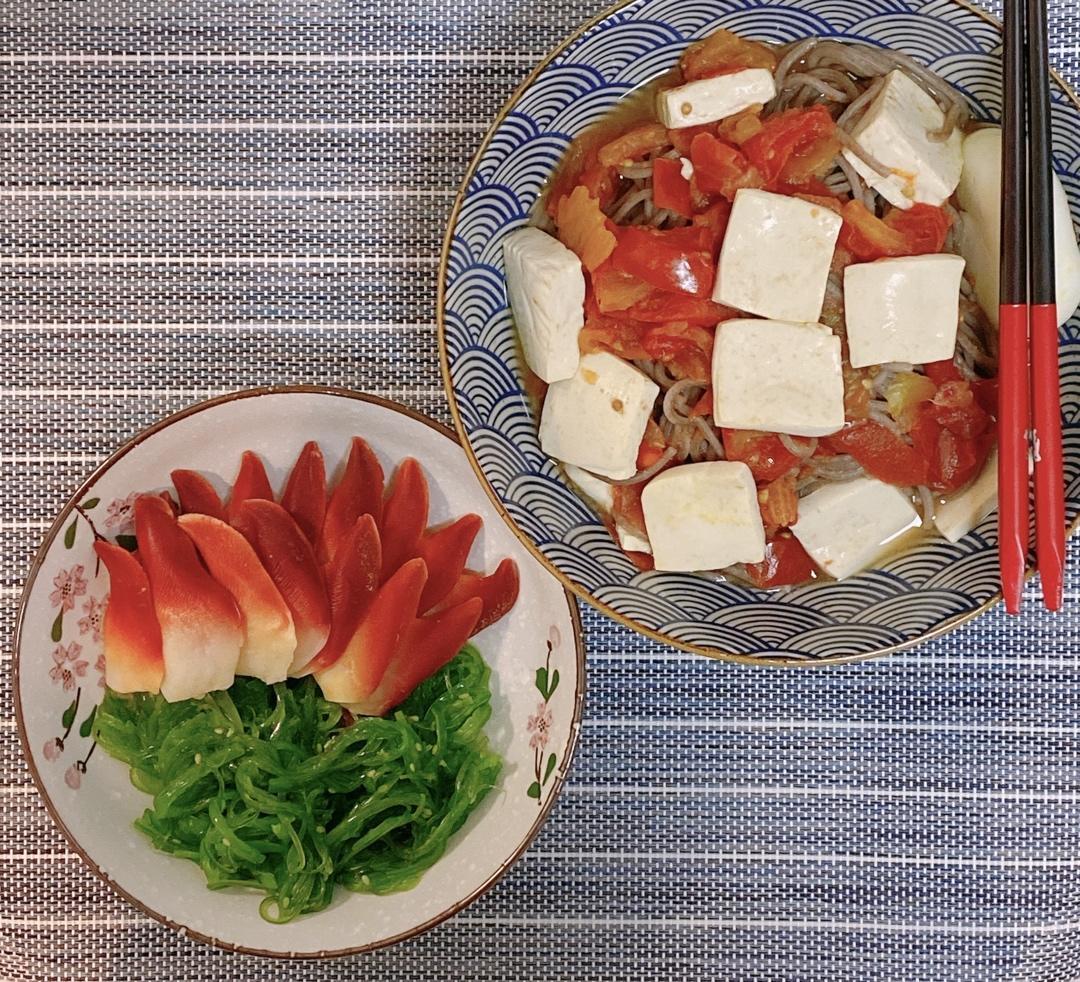 【健身减脂】番茄豆腐荞麦面