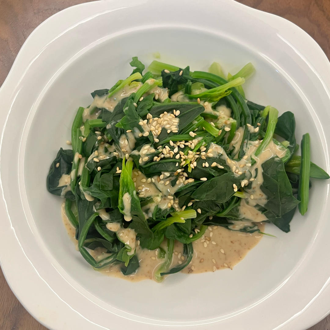 快手菜煎焙芝麻菠菜沙拉