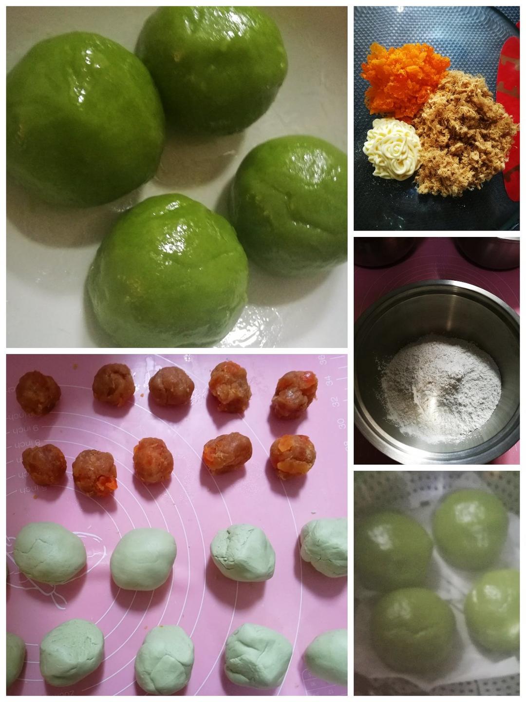 网红青团～～咸蛋黄肉松青团