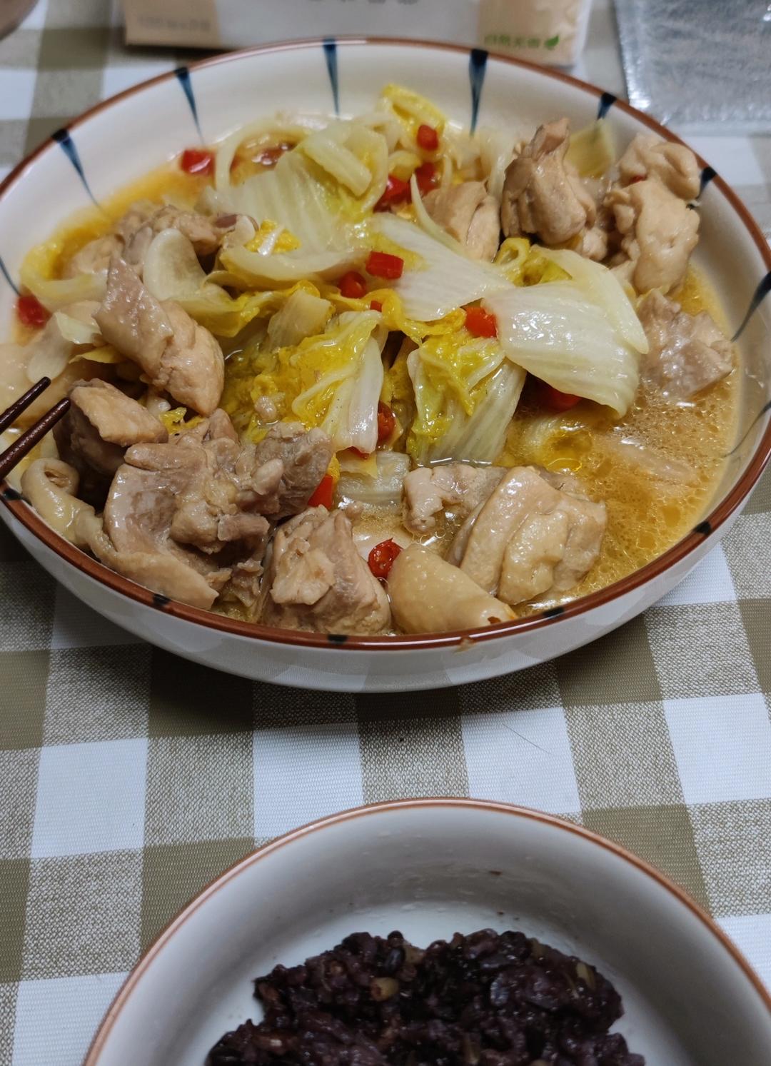 不加一滴水娃娃菜炖鸡腿