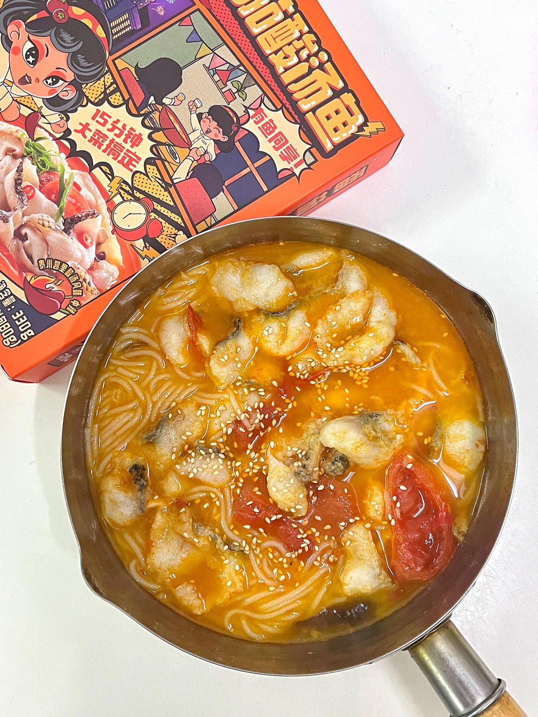 比酸菜鱼更鲜爽的鲜虾番茄酸汤鱼粉