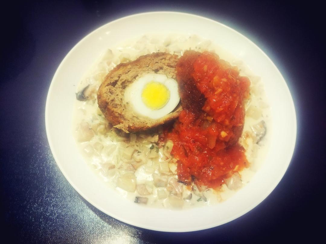 苏格兰蛋配白汁蘑菇【食材包操作说明】