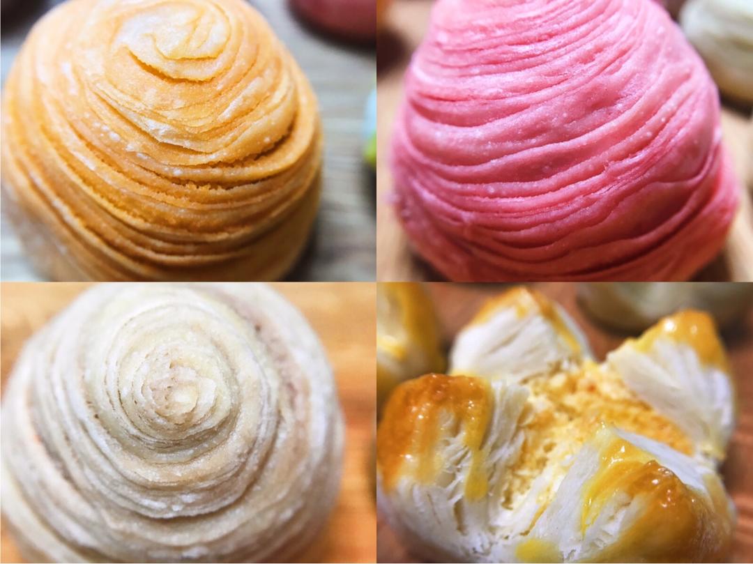 蛋黄酥~紫薯、抹茶、原味~花好月圆，中秋快乐~内附一次做六色蛋黄酥方法~