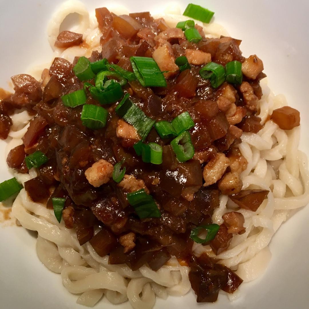 茄子肉丁打卤面