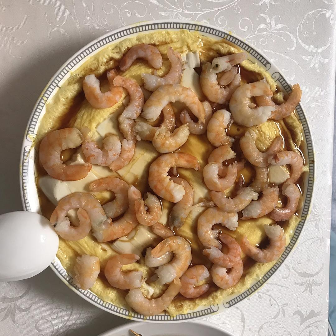 虾仁豆腐蒸水蛋