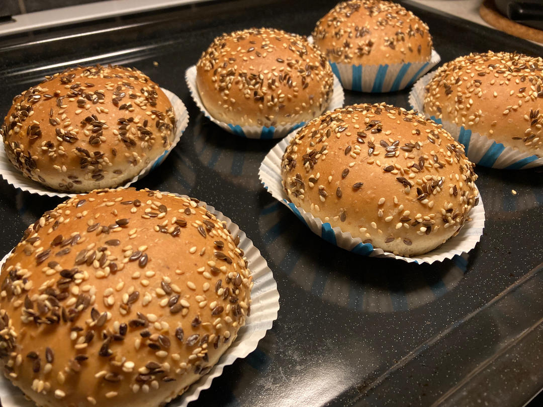 🍔低卡全麦汉堡胚｜低糖低油｜超柔软｜一次发酵｜省时省力