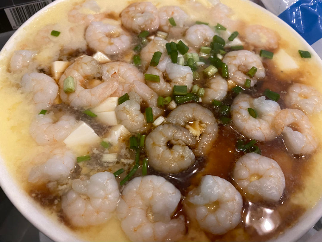 虾仁豆腐蒸水蛋