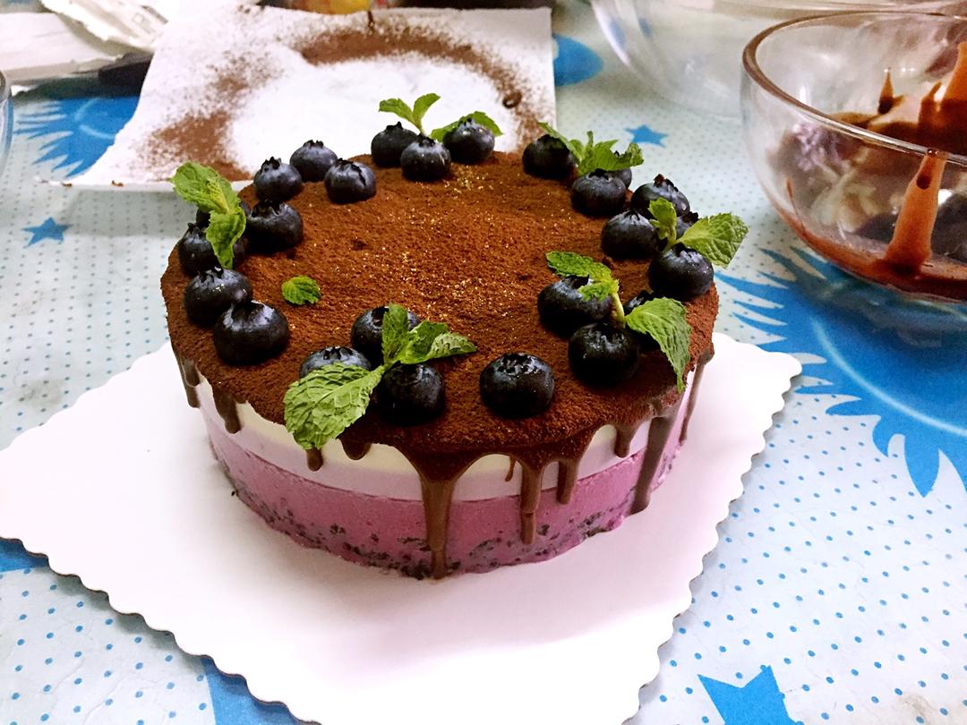 渐变蓝莓冻芝士蛋糕（免烤）