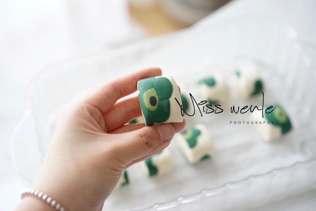 治愈系绿色marimekko印花刀切馒头