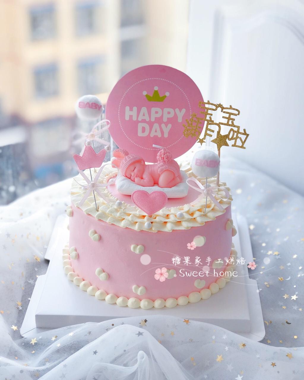 糖果百合做的宝宝百天彩虹蛋糕