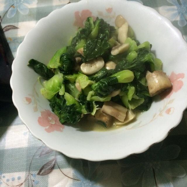 青菜炒蘑菇