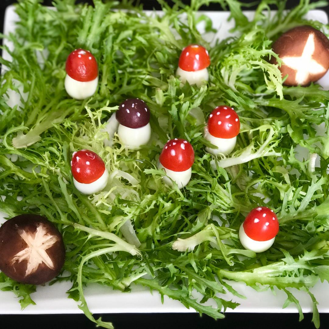 鹌鹑蛋变身蘑菇沙拉