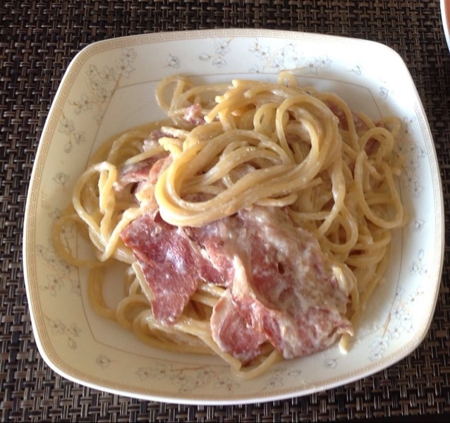 奶油蘑菇培根意面