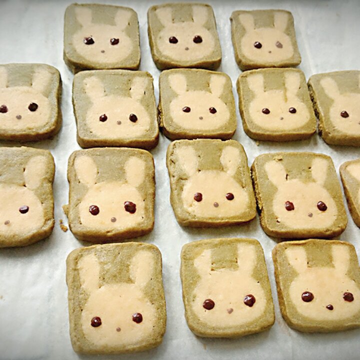 抹茶兔兔曲奇（比熊猫简单！超详细实物图+超良心手绘图）