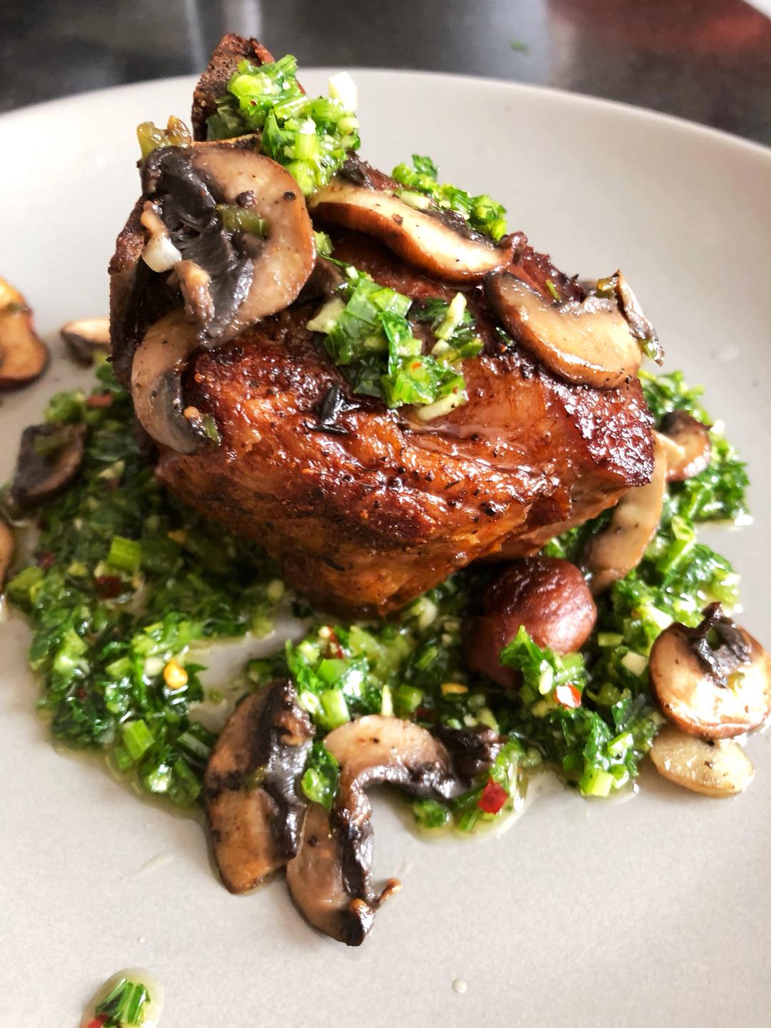 Lamb Chops with Greens and Sorrel Salsa Verde