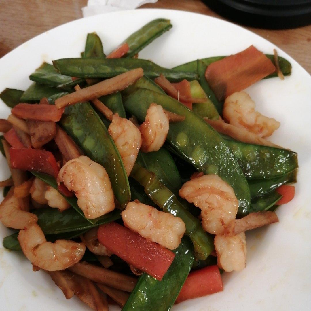 荷兰豆炒虾仁（虾仁.山药.木耳）