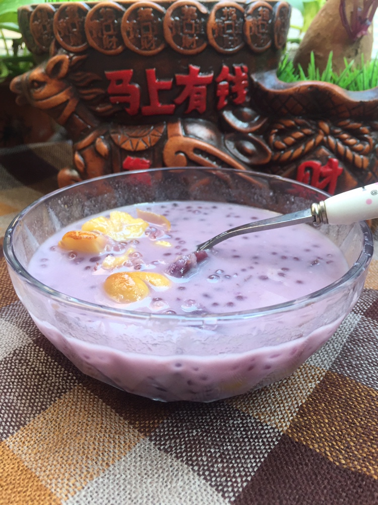 椰浆紫薯苹婆西米露的做法 步骤10