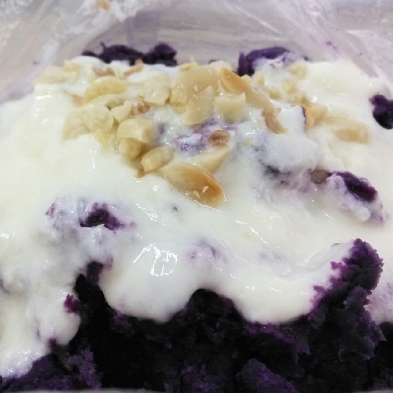 【酸奶果仁紫薯泥】简易甜点 瘦身健胃