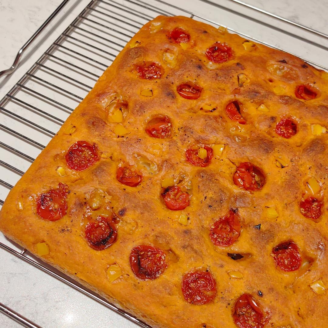 【不揉面】番茄丁平板面包（佛卡夏）