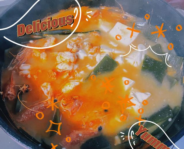 鲜虾豆腐海带汤