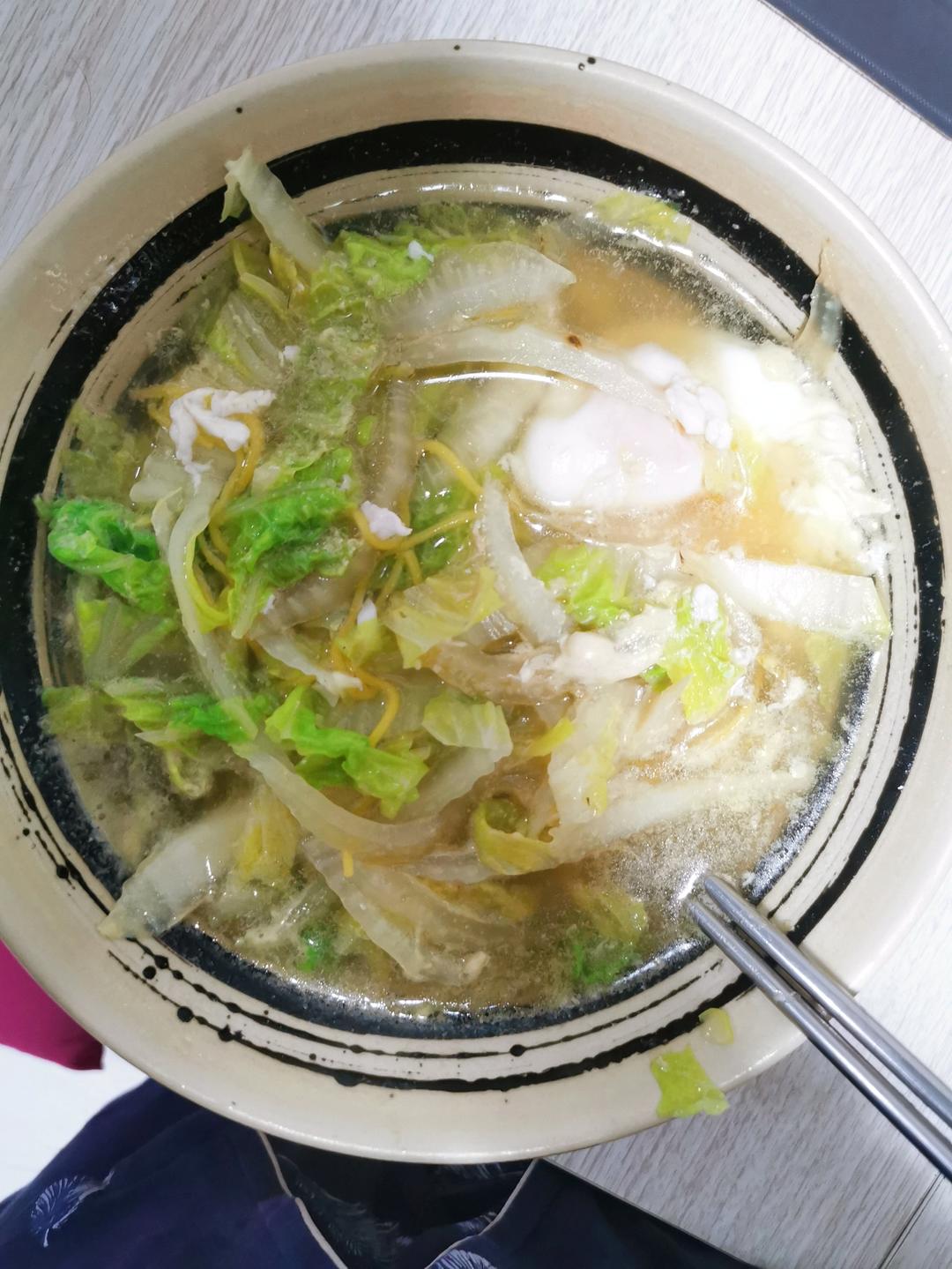 白菜面条汤（荷包蛋版）
