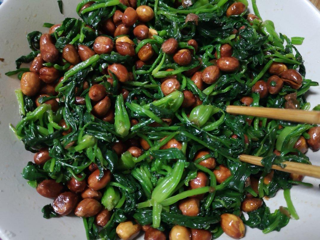 浅浅暖意做的凉拌花生米菠菜