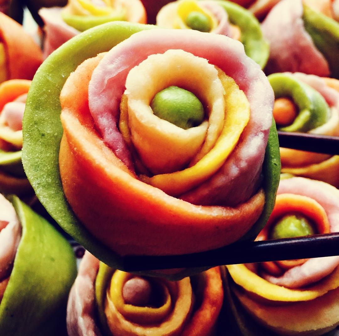 彩色玫瑰花卷的做法