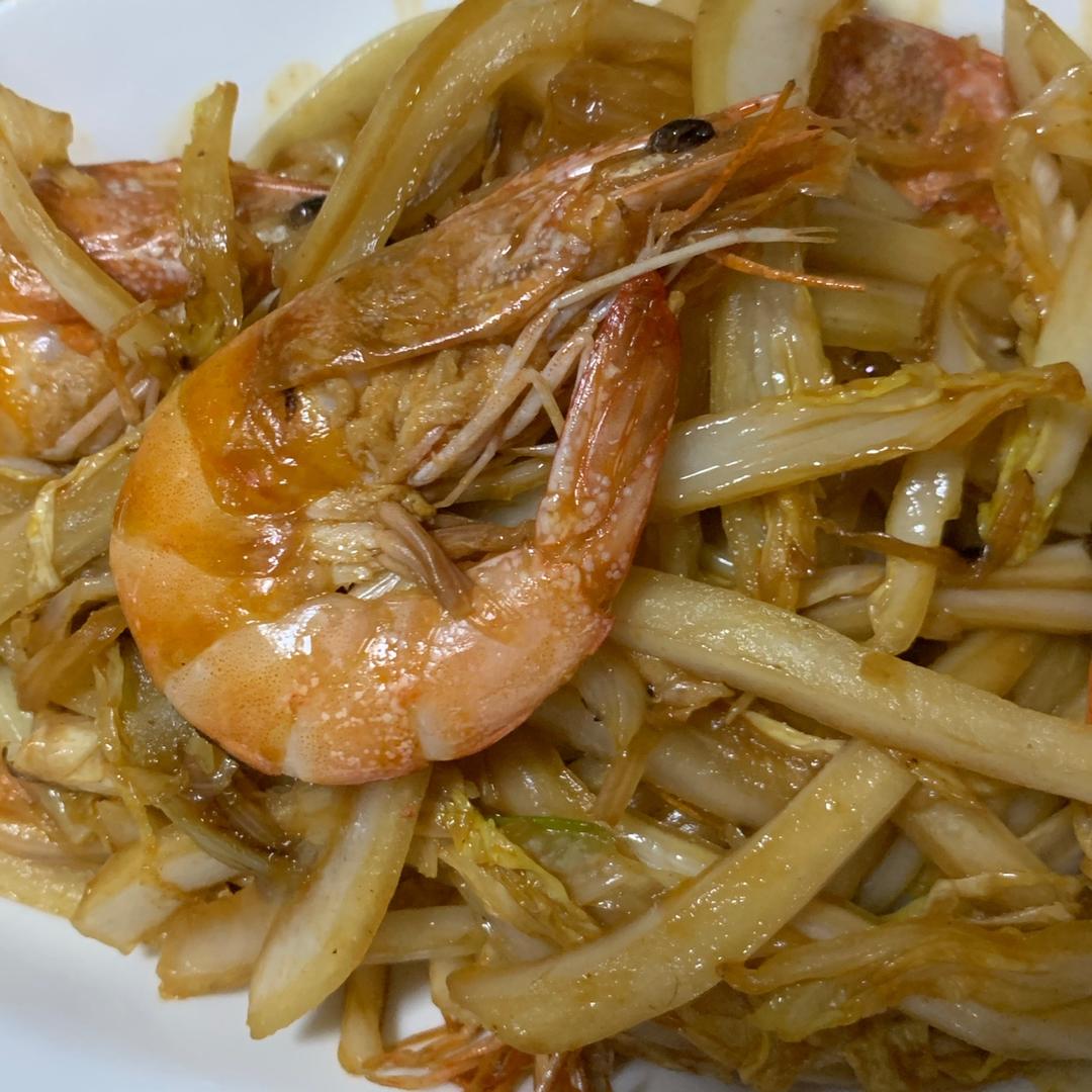 大虾炒白菜