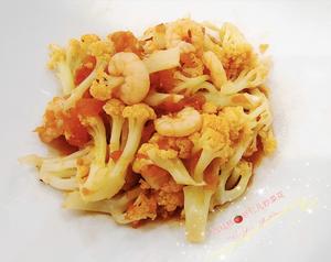 西红柿(虾仁 鸡蛋)炒菜花~小美快手家常菜的做法 步骤4