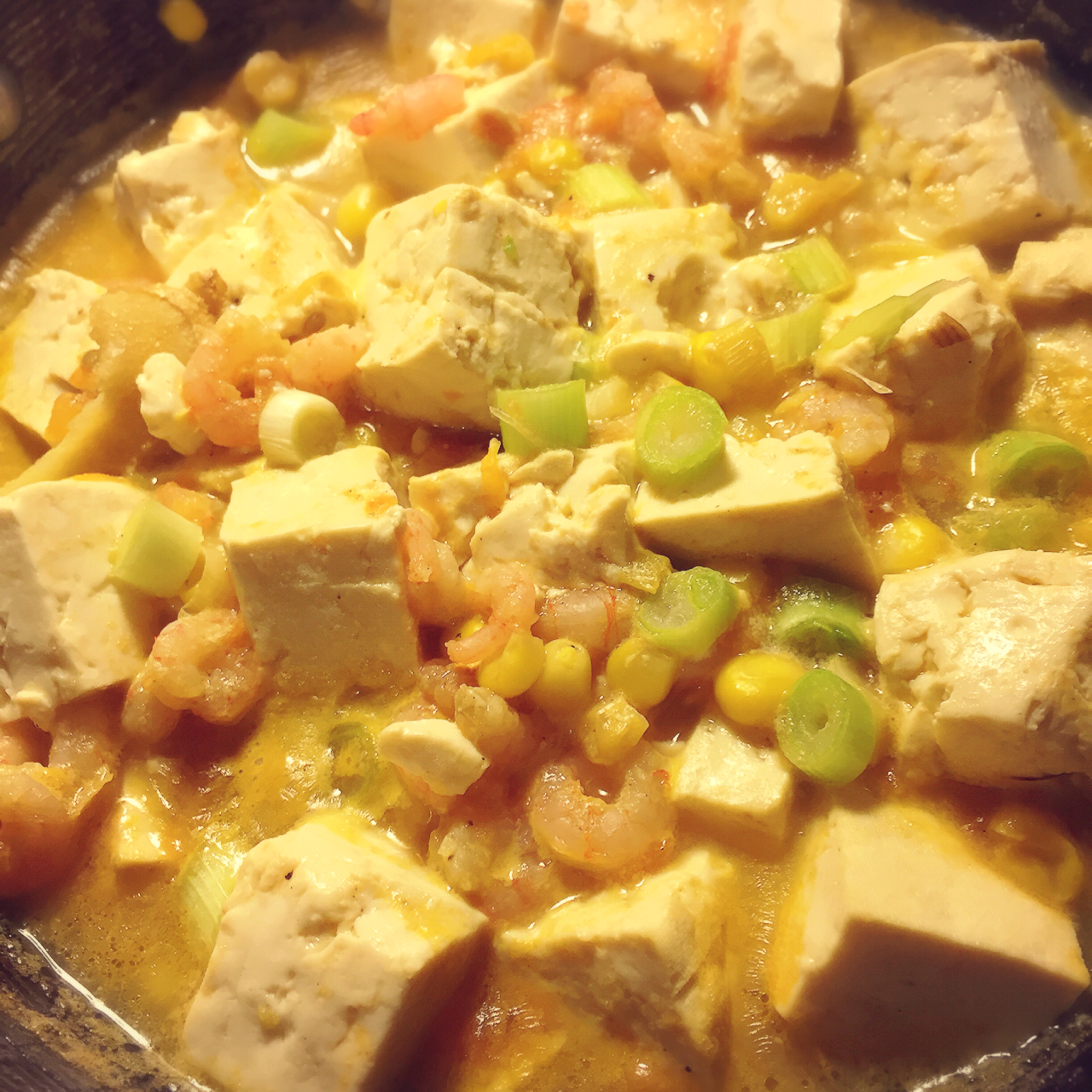 番茄虾仁豆腐煲