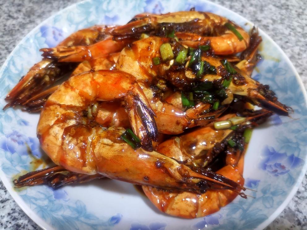 油焖酱烧黑虎虾
