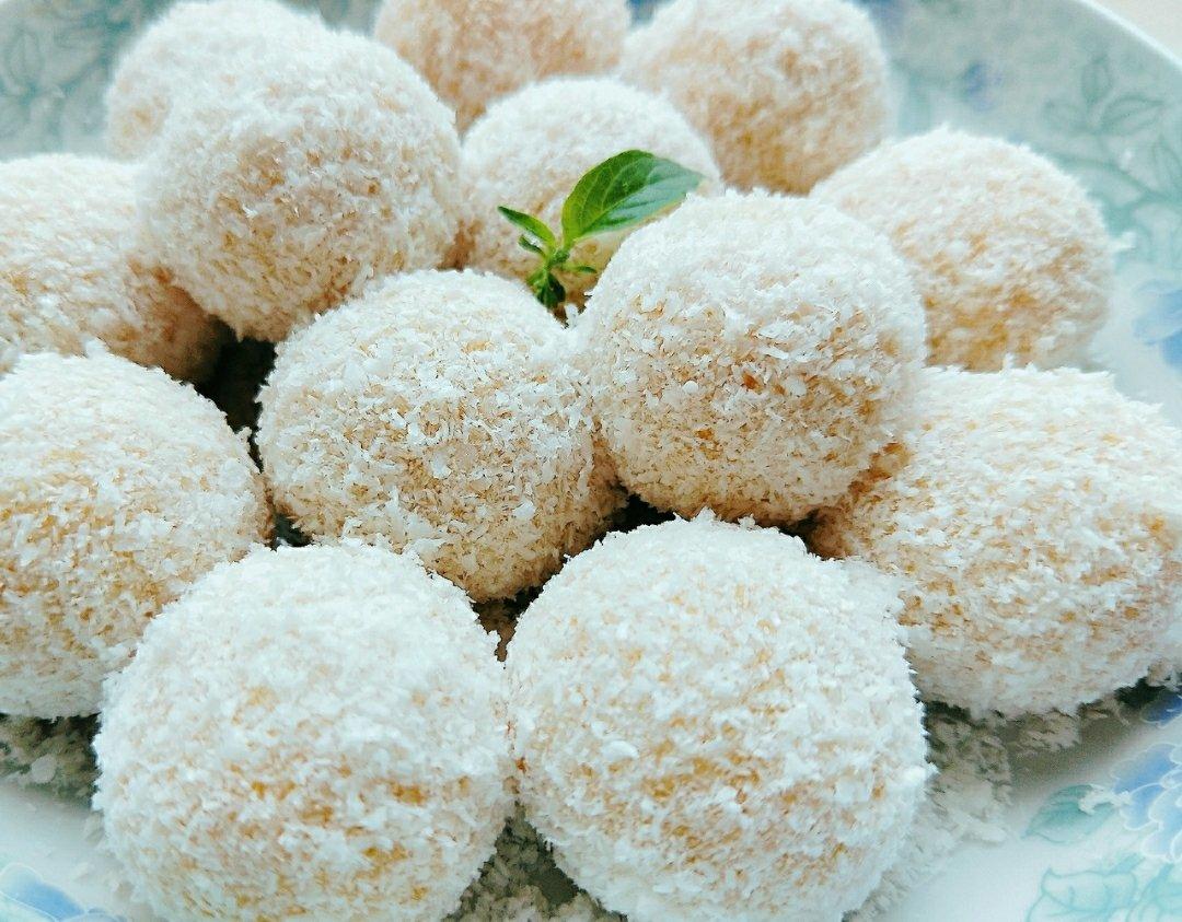 边不语做的椰蓉紫薯糯米球糖73