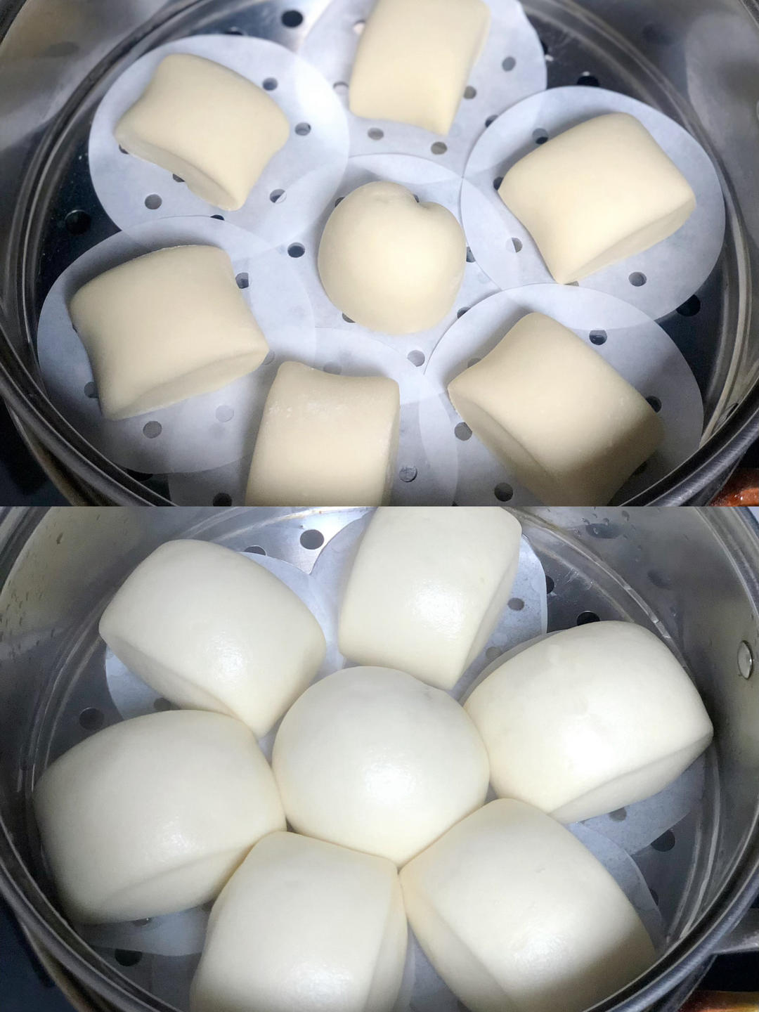 一次发酵水光机奶香馒头，刀切馒头喧软光滑，麦香浓郁，腌制封神直接原地开店