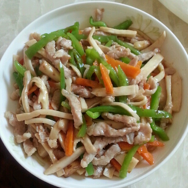 手撕杏鲍菇炒肉丝