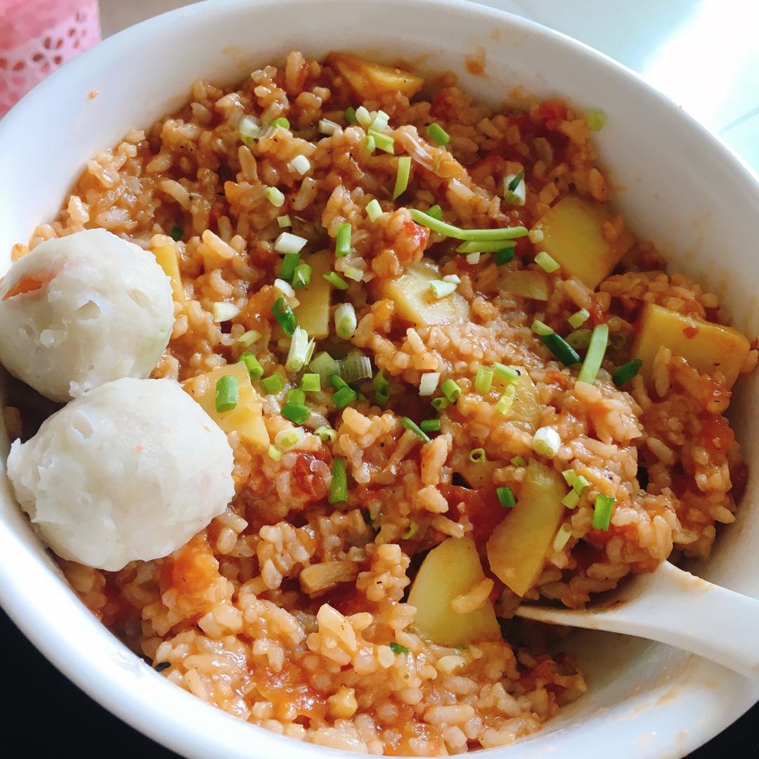 番茄土豆烩饭！剩米饭的终结者