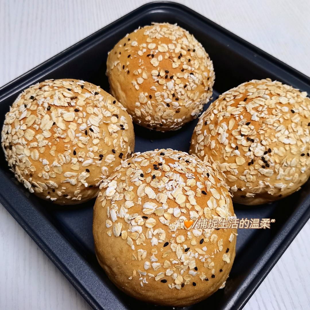 🍔低卡全麦汉堡胚｜低糖低油｜超柔软｜一次发酵｜省时省力