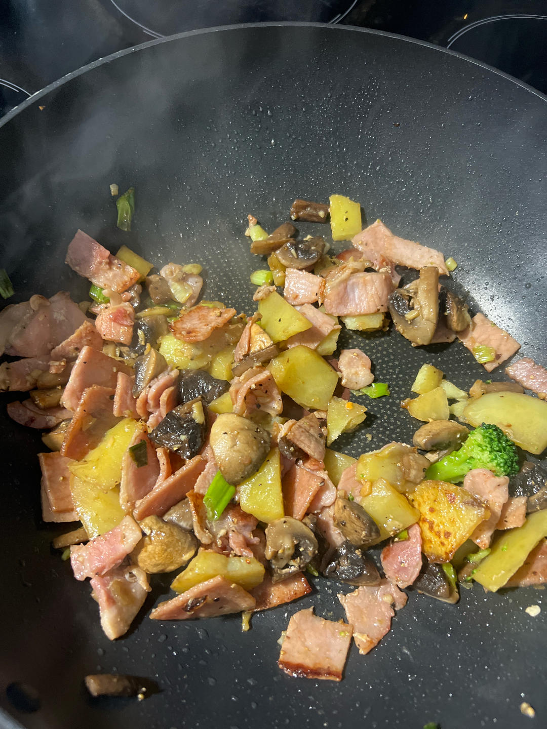 培根炒蘑菇