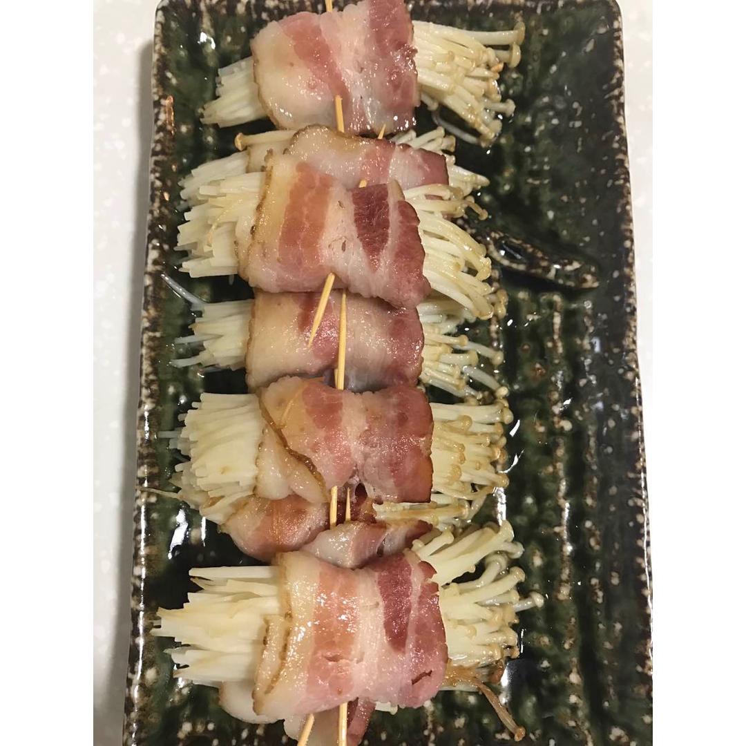 香煎培根金针菇卷