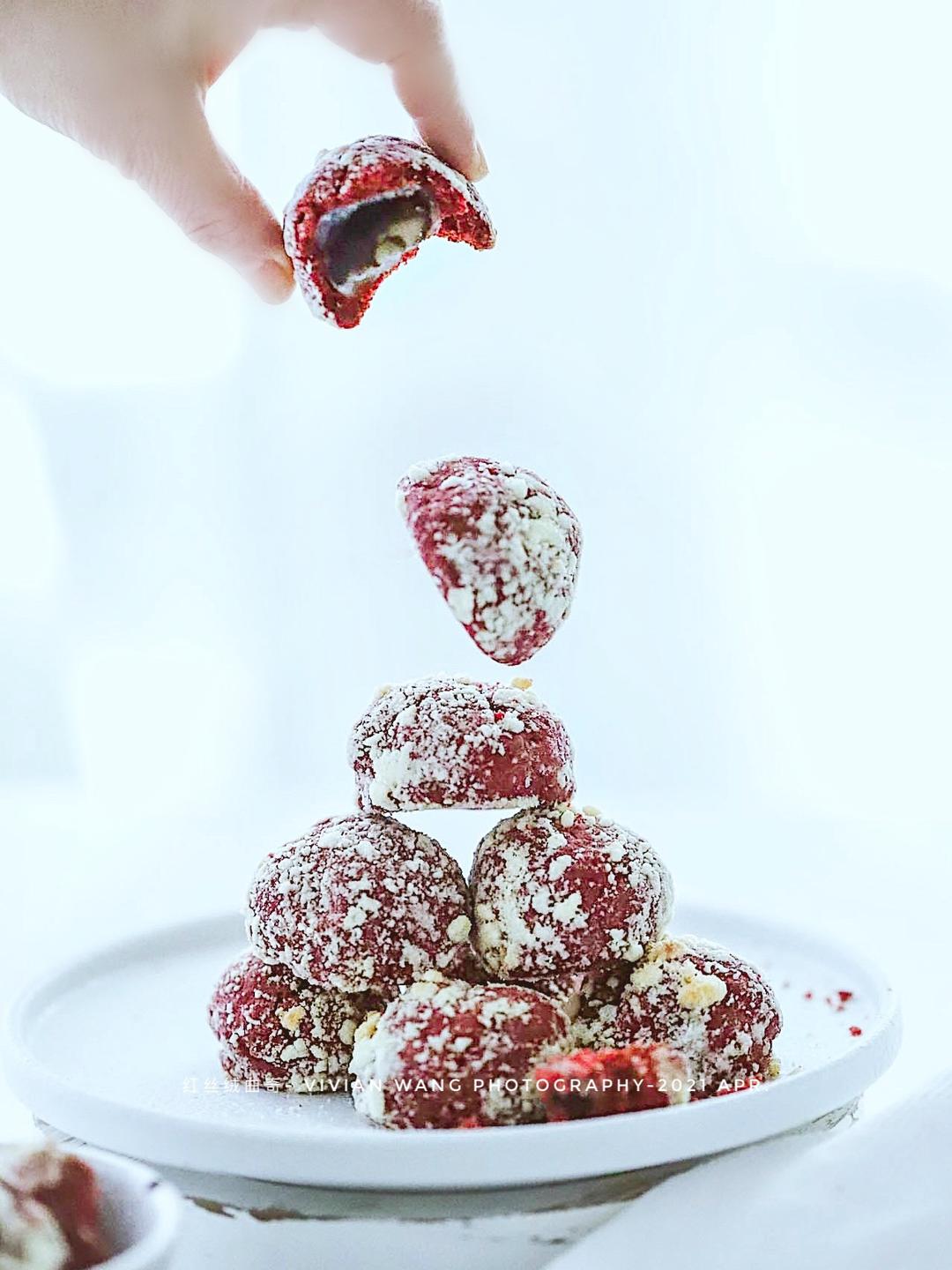 红丝绒芝士麻薯曲奇球的做法