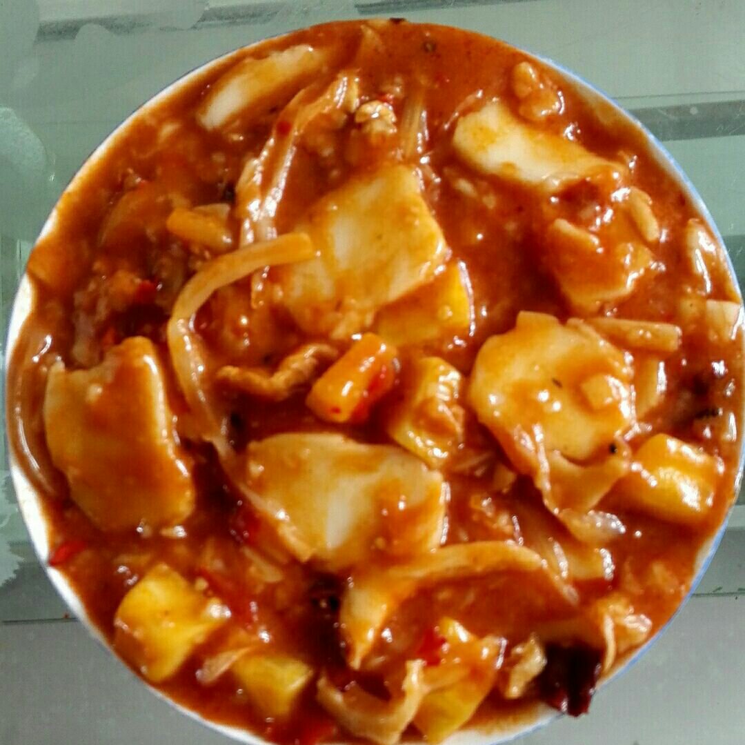 南瓜鸡丝辣年糕