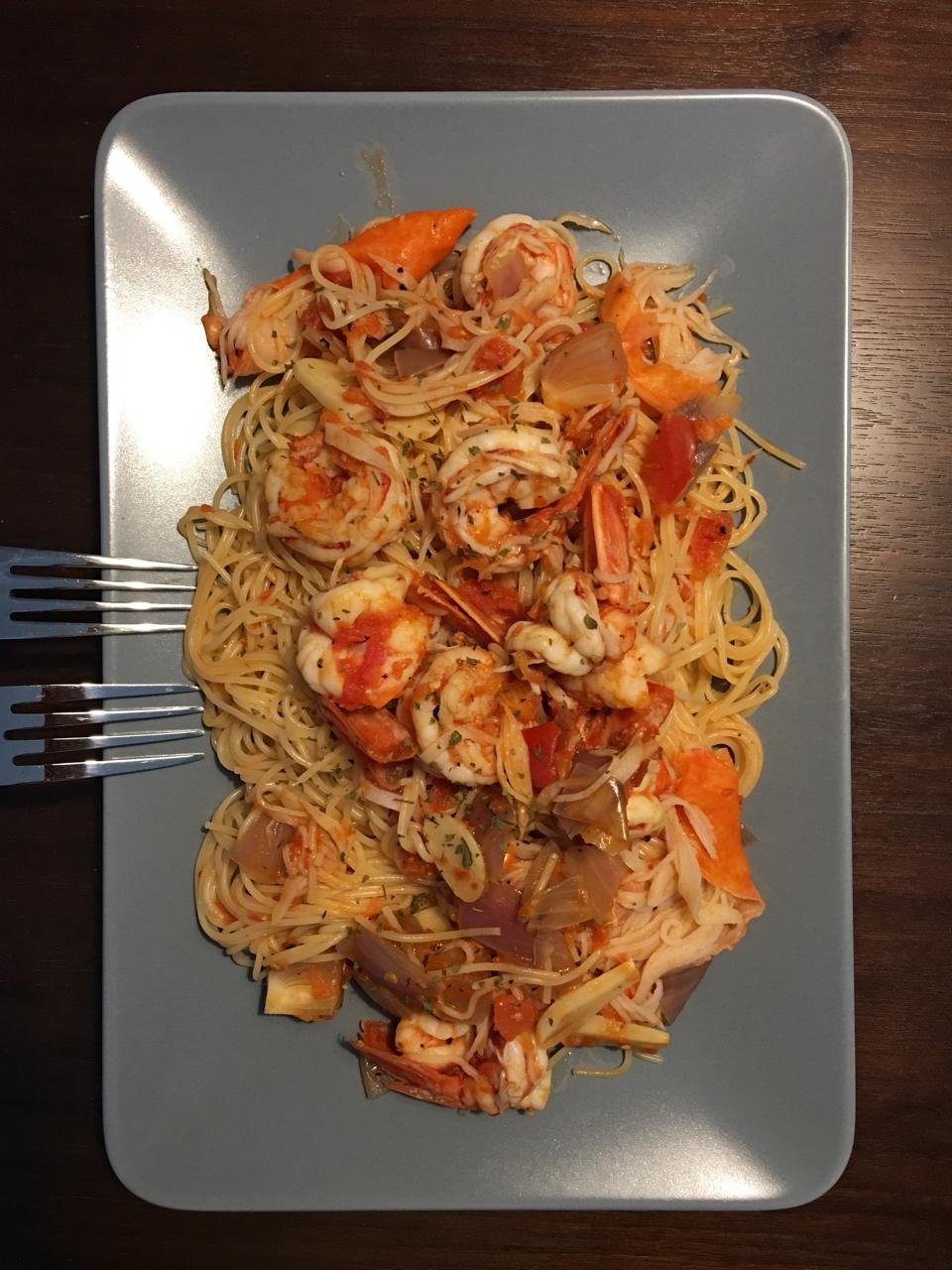 鲜虾番茄意大利面