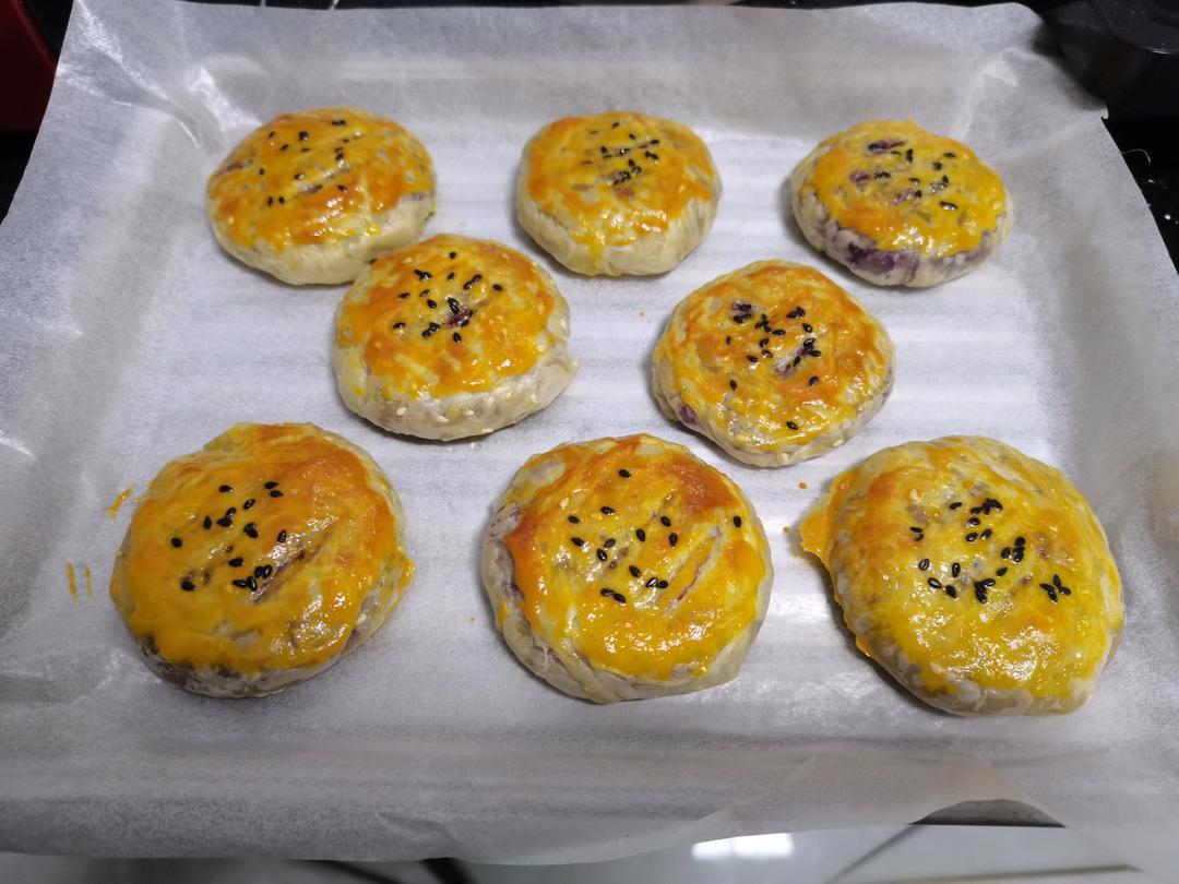 ✨无需揉面❗️咬一口酥到掉渣的紫薯饼