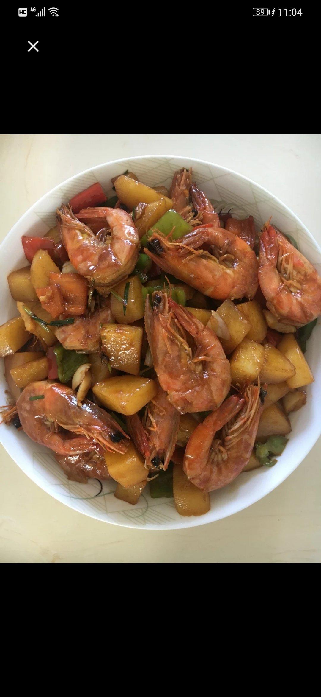 干锅土豆虾