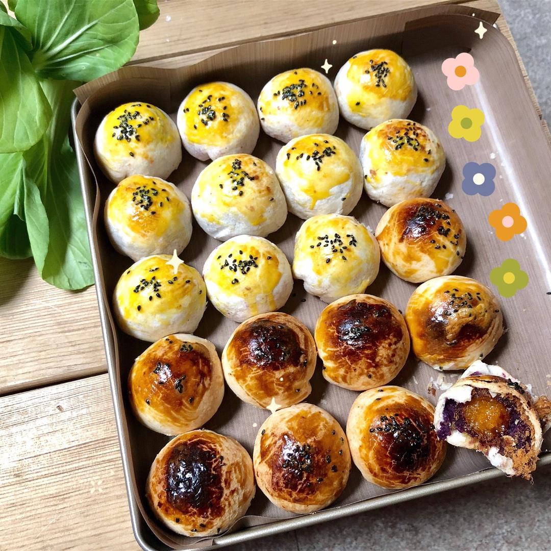 20个紫薯麻薯肉松蛋黄酥