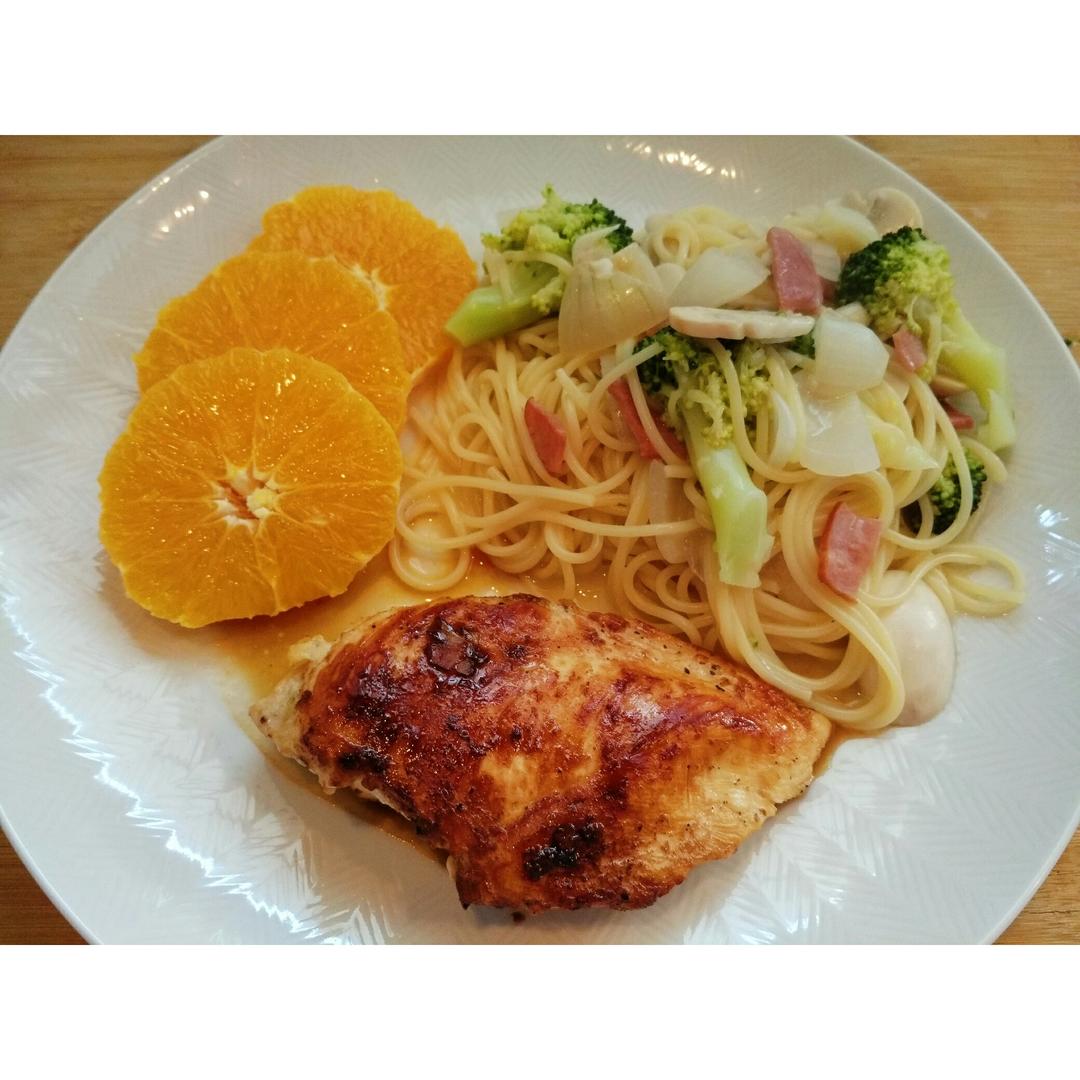 白蘑菇奶油培根意面