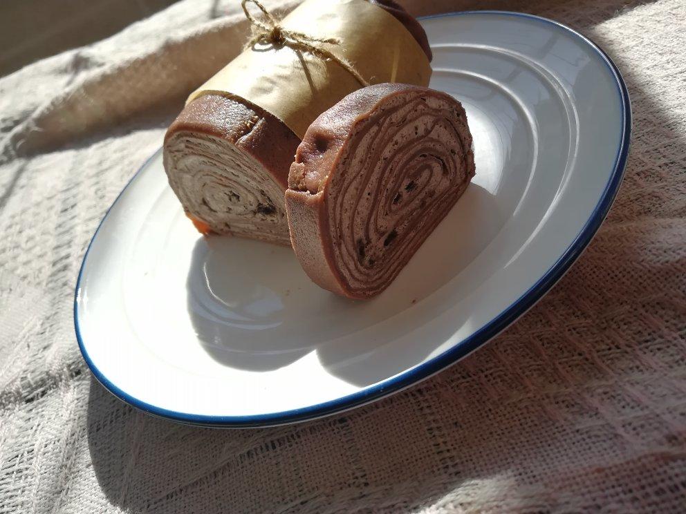 千层毛巾卷，原味、抹茶、巧克力三种口味