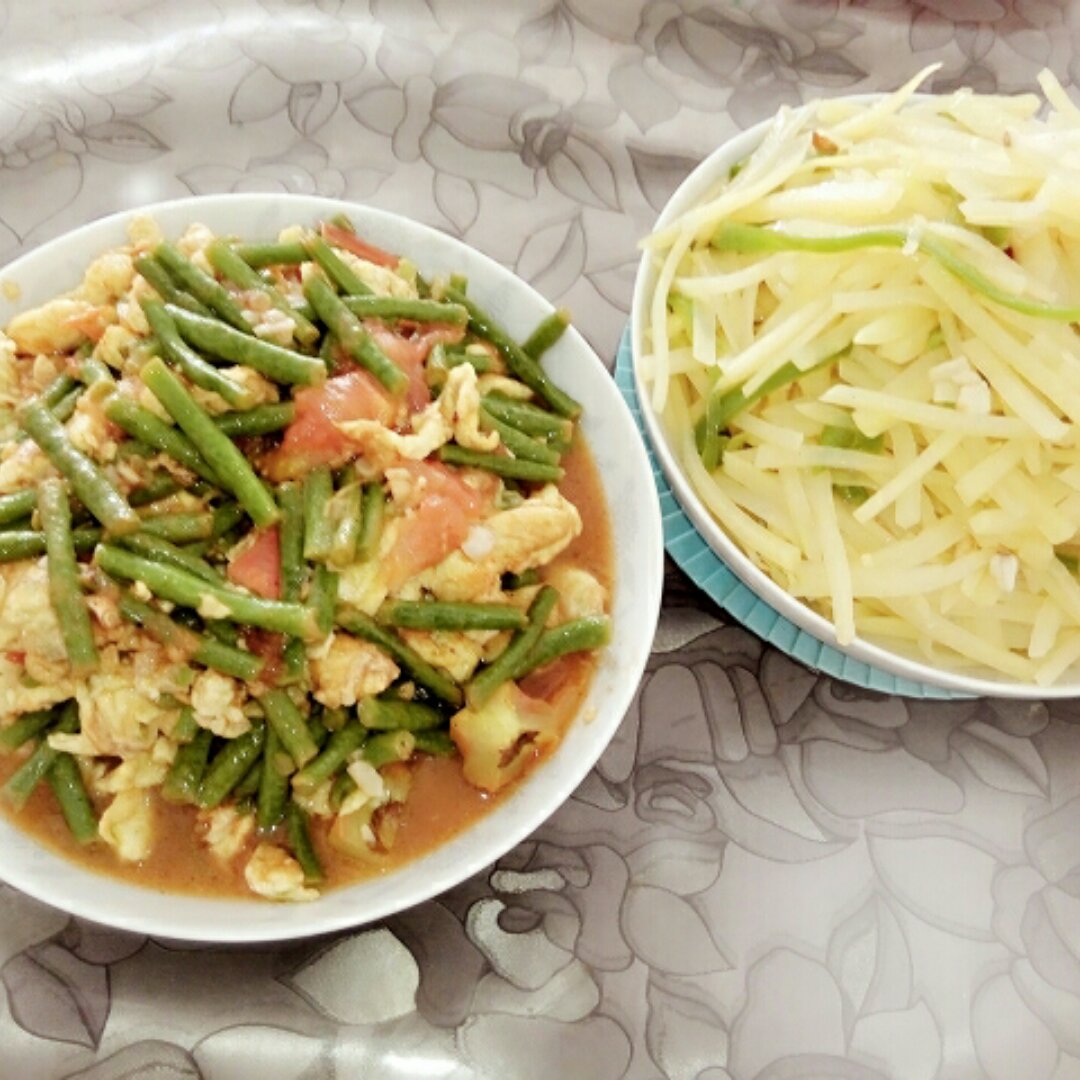 西红柿鸡蛋炒豆角