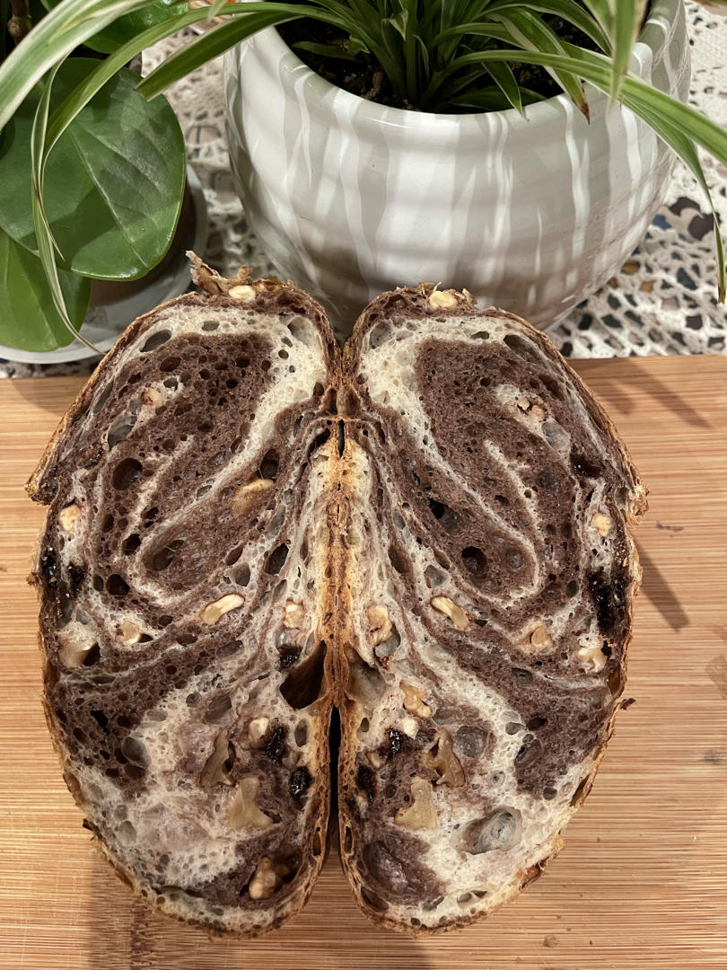 风靡INS的免揉双色开心果双料天然酵母欧包sourdough bread
